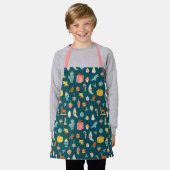 ヴィンテージクリスマスオーナメントパターン エプロン (着用した状態)