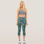 ヴィンテージクリスマスオーナメントパターン カプリレギンス (正面)