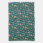 ヴィンテージクリスマスオーナメントパターン キッチンタオル (縦)