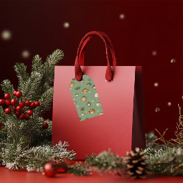 ヴィンテージクリスマスオーナメントパターン グリーン ギフトタグ