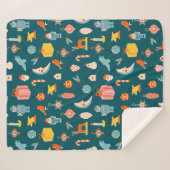 ヴィンテージクリスマスオーナメントパターン シェルパブランケット (正面(横))