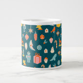 ヴィンテージクリスマスオーナメントパターン ジャンボコーヒーマグカップ (正面)