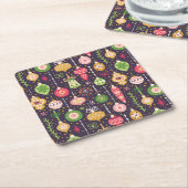 ヴィンテージクリスマスオーナメントパターン スクエアペーパーコースター (アングル)