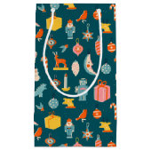 ヴィンテージクリスマスオーナメントパターン スモールペーパーバッグ (正面)