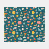 ヴィンテージクリスマスオーナメントパターン フリースブランケット (正面(横))