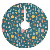 ヴィンテージクリスマスオーナメントパターン ブラッシュドポリエステルツリースカート (正面)