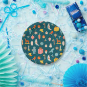 ヴィンテージクリスマスオーナメントパターン ペーパープレート (パーティー)