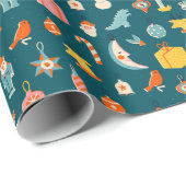 ヴィンテージクリスマスオーナメントパターン ラッピングペーパー (ロールコーナー)