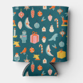 ヴィンテージクリスマスオーナメントパターン 缶クーラー (正面)