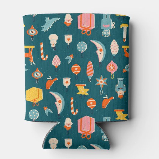 ヴィンテージクリスマスオーナメントパターン 缶クーラー (裏面)