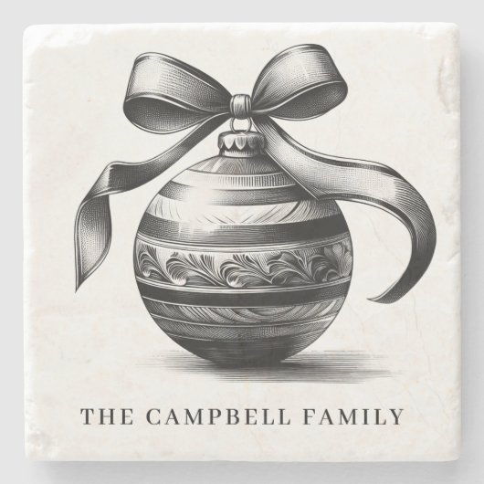 ヴィンテージクリスマスオーナメントファミリー名 ストーンコースター (正面)