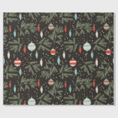 ヴィンテージクリスマスオーナメントブラックパターン（の模様が）ある ラッピングペーパー (フラット)
