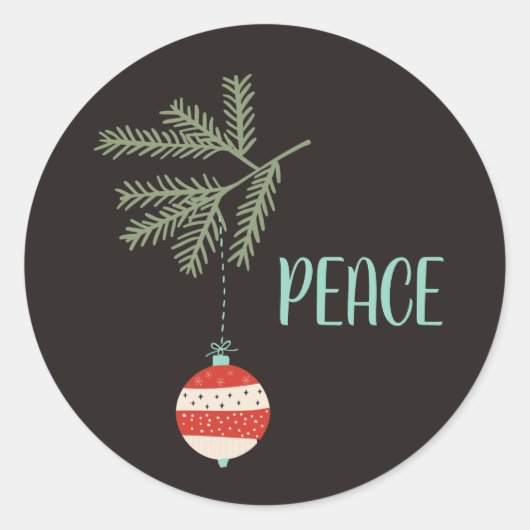 ヴィンテージクリスマスオーナメントブラック封筒用シール ラウンドシール (正面)