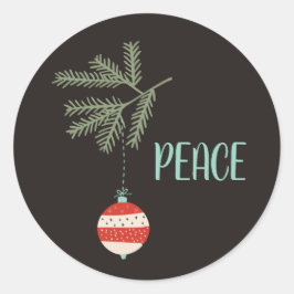 ヴィンテージクリスマスオーナメントブラック封筒用シール ラウンドシール