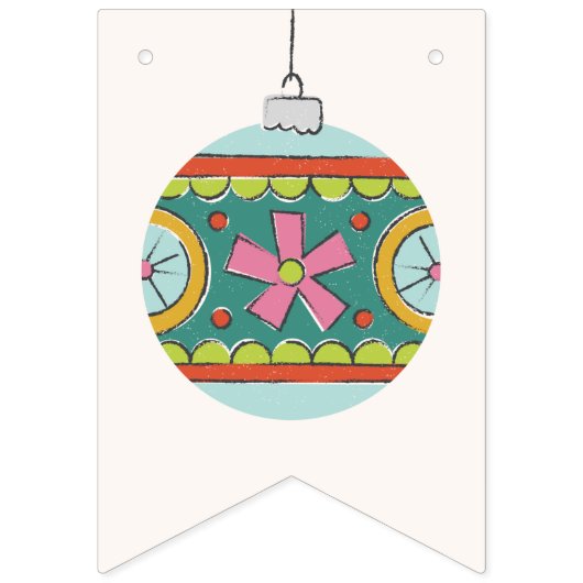 ヴィンテージクリスマスオーナメントホリデーバナー – 緑 バンティングフラッグ (第1の旗)