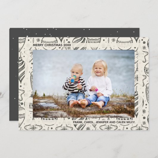 ヴィンテージクリスマスオーナメント写真 シーズンカード (正面/裏面)