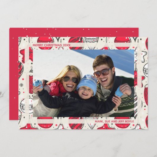 ヴィンテージクリスマスオーナメント写真 シーズンカード (正面/裏面)