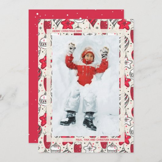 ヴィンテージクリスマスオーナメント写真 シーズンカード (正面/裏面)