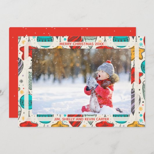 ヴィンテージクリスマスオーナメント写真 シーズンカード (正面/裏面)