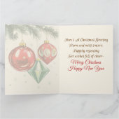 ヴィンテージクリスマスオーナメント折り紙グリーティングカード カード (内部)