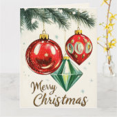 ヴィンテージクリスマスオーナメント折り紙グリーティングカード カード (黄色い花)