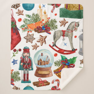 ヴィンテージクリスマスオーナメント、おもちゃ、  シェルパブランケット