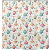 ヴィンテージクリスマスオーナメント シャワーカーテン (正面)