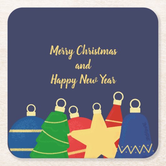 ヴィンテージクリスマスオーナメント スクエアペーパーコースター (正面)