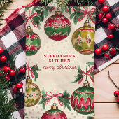 ヴィンテージクリスマスオーナメント パーソナライズされた キッチンタオル