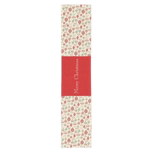 ヴィンテージクリスマスオーナメント、メリークリスマス ショートテーブルランナー (正面)