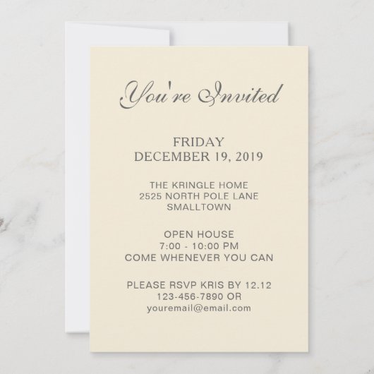 ヴィンテージクリスマスオープンハウスパーティーサンタクロース 招待状 (裏面)