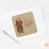 ヴィンテージクリスマスオールドワールドサンタクロースろうそく スクエアシール (封筒)