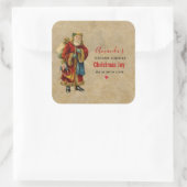 ヴィンテージクリスマスオールドワールドサンタクロースろうそく スクエアシール (バッグ)