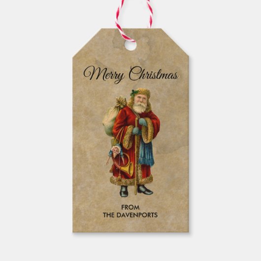 ヴィンテージクリスマスオールドワールドサンタクロース ギフトタグ (正面)