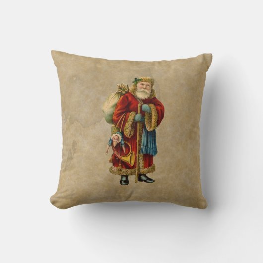 ヴィンテージクリスマスオールドワールドサンタクロース クッション (正面)