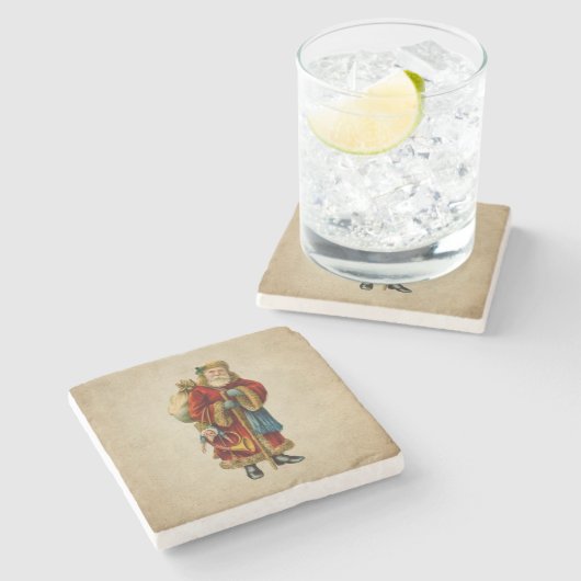 ヴィンテージクリスマスオールドワールドサンタクロース ストーンコースター (横)