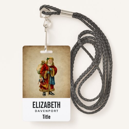 ヴィンテージクリスマスオールドワールドサンタクロース バッジ (正面ランヤード)