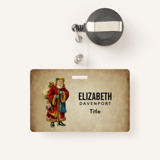 ヴィンテージクリスマスオールドワールドサンタクロース バッジ (裏面リトラクタブル付き)