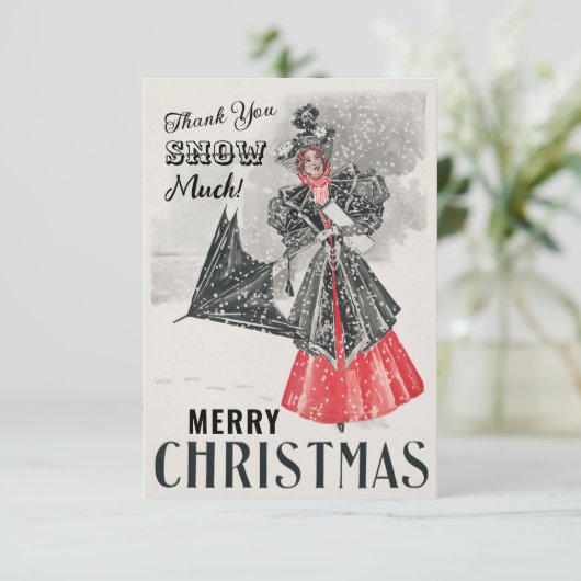 ヴィンテージクリスマスカスタムクリスマスサンキューフラットカード サンキューカード (スタンド正面)