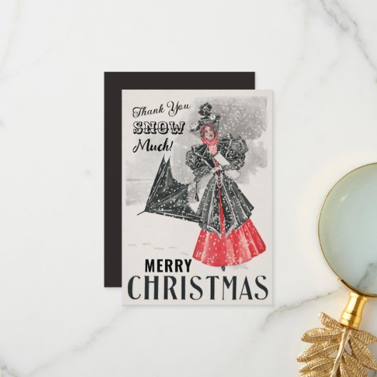 ヴィンテージクリスマスカスタムクリスマスサンキューフラットカード サンキューカード (正面/裏面インサイチュ)