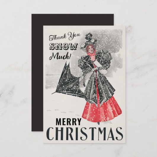 ヴィンテージクリスマスカスタムクリスマスサンキューフラットカード サンキューカード (正面/裏面)