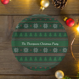 ヴィンテージクリスマスカスタムグリーンホリデーパーティー ペーパープレート