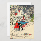 ヴィンテージクリスマスカップルのコテージ シーズンカード (正面/裏面)