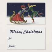 ヴィンテージクリスマスカップルinラブアイススケートで滑る (正面&裏面)