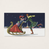 ヴィンテージクリスマスカップルinラブアイススケートで滑る (正面)