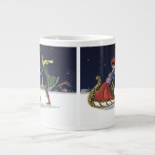 ヴィンテージクリスマスカップルinラブアイススケートで滑る ジャンボコーヒーマグカップ (正面)