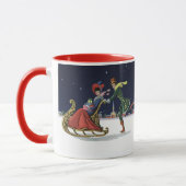 ヴィンテージクリスマスカップルinラブアイススケートで滑る マグカップ (左)
