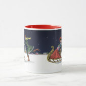 ヴィンテージクリスマスカップルinラブアイススケートで滑る マグカップ (中央)