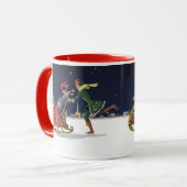 ヴィンテージクリスマスカップルinラブアイススケートで滑る マグカップ (正面左)