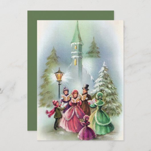 ヴィンテージクリスマスカロラーにメッセージカードを追加 シーズンカード (正面/裏面)